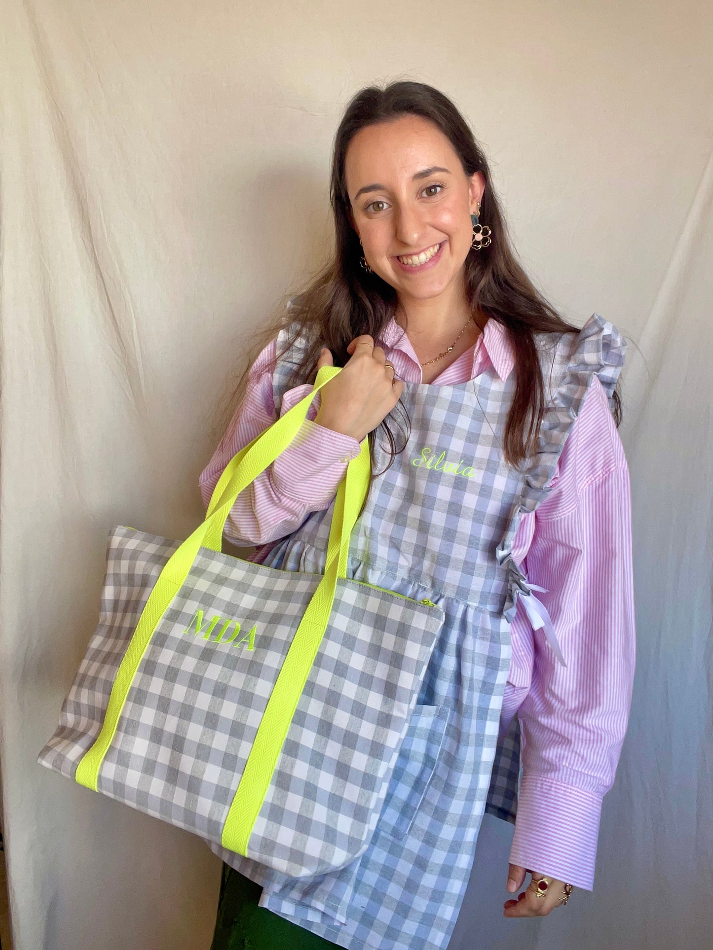 Bolso Vichy Gris y Amarillo